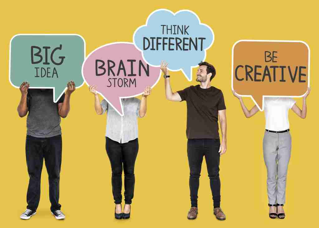 diverse-people-with-creative-inspiration-speech-bubbles